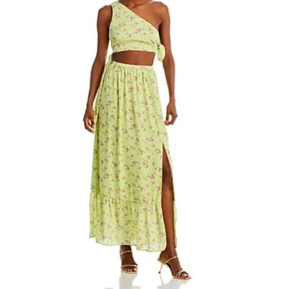Wayf Floral Green Women's Skirt and Top. - Picture 1 of 3